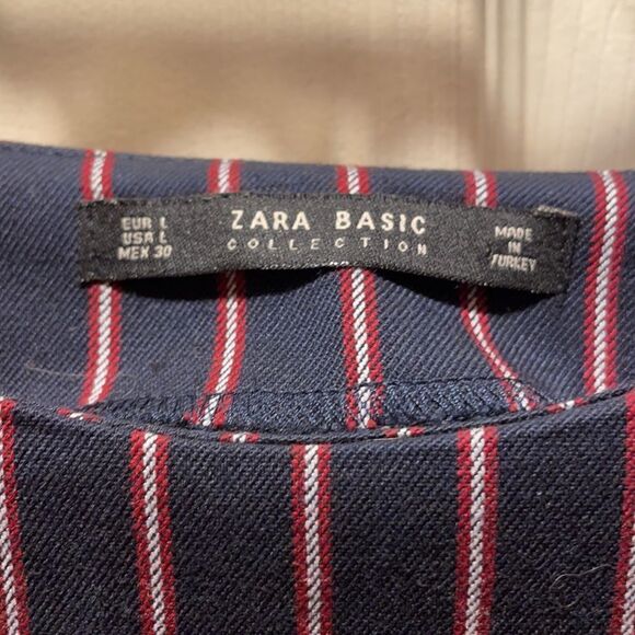 ✨Zara Basic Navy, Red & White Striped Cropped Top - Picture 3 of 4